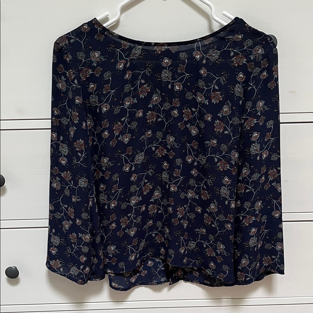 Cupcakes & Cashmere Navy Floral Blouse